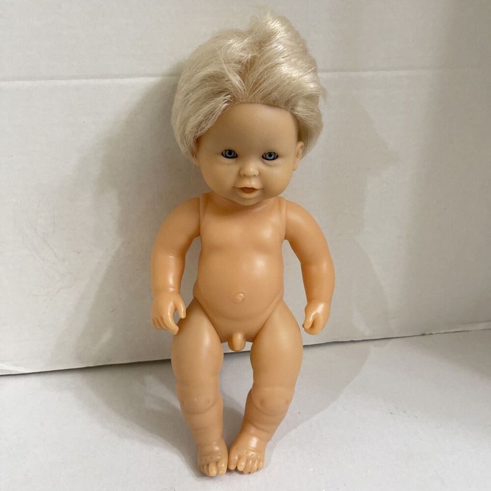 Vintage Corolle France 14" Baby Boy Doll All Vinyl Anatomically Correct Blonde